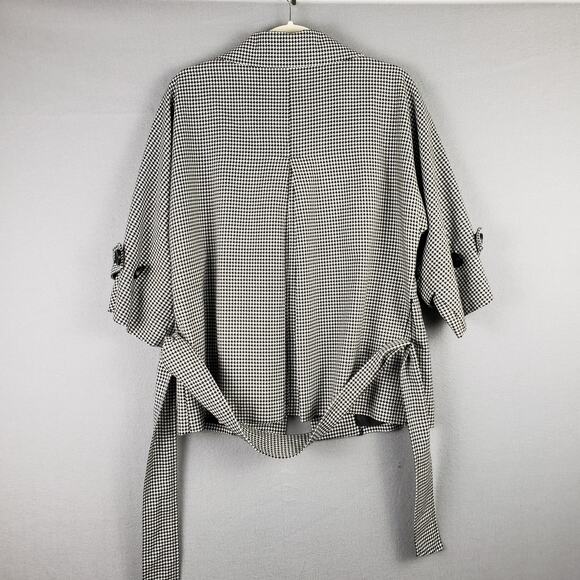 Mac & Jac‎ Size 10 Belted Houndstooth Coat Black White Preppy Classic Academia - Picture 9 of 10